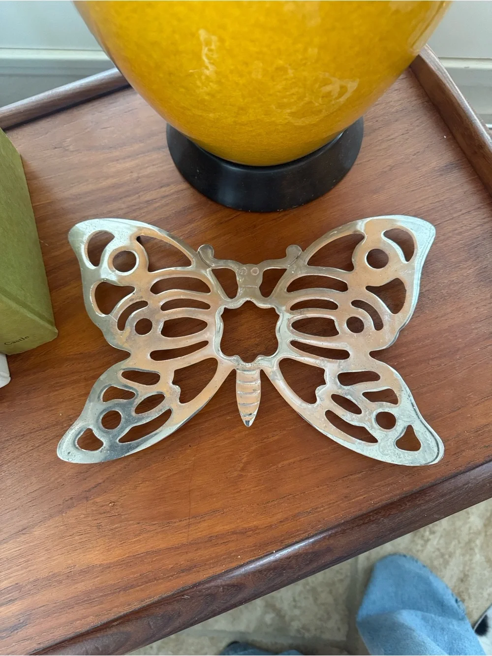 Vintage Leonard Italian Silverplate Butterfly Trivet Pot Holder Italy
